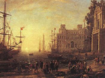 尅勞德 洛朗 Port Scene with the Villa Medici